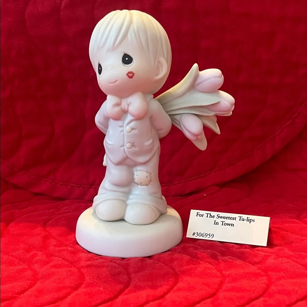 Precious Moments Pink and White Tulip Figurine